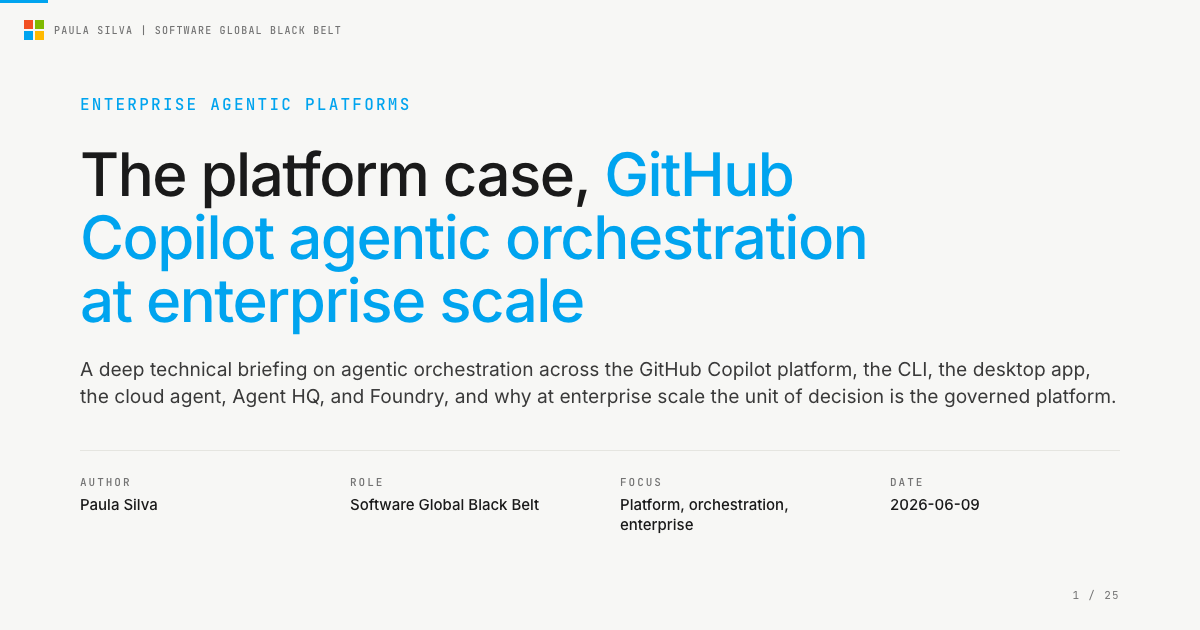 GitHub Copilot Agentic Orchestration Enterprise — deck preview